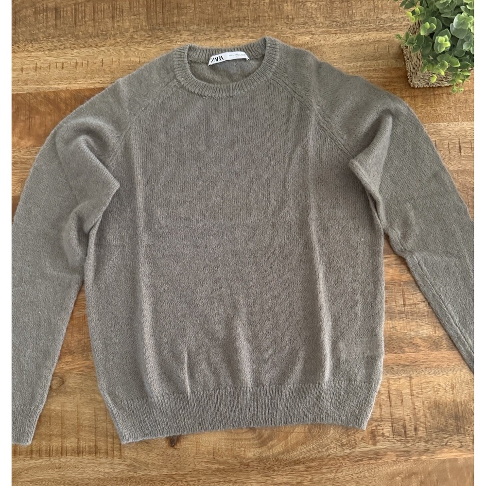 ZARA Knit Sweater Women's Small Gray Crewneck Pullover Lightweight Soft Casual